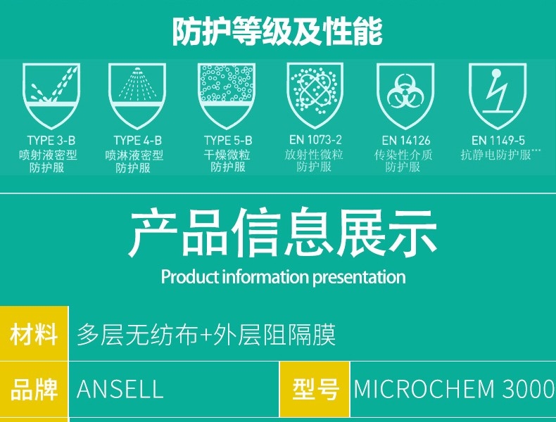 微護佳MC3000YE30-W-99-111-02黃色雙袖連體防化服圖片2