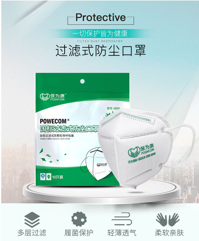 保為康9611過濾式防塵口罩圖片1