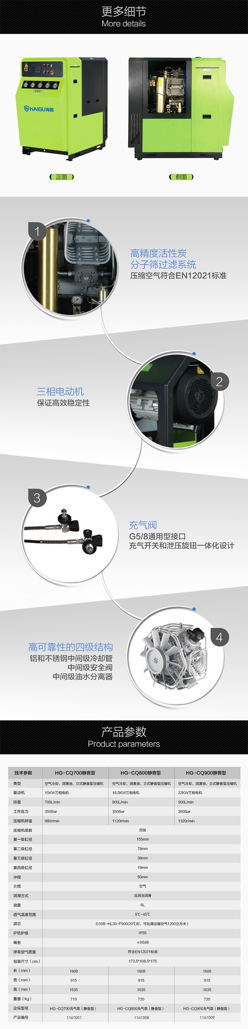 海固HG-CQ700高壓呼吸空氣壓縮機 正壓式空氣呼吸器充氣泵 打氣機圖片2