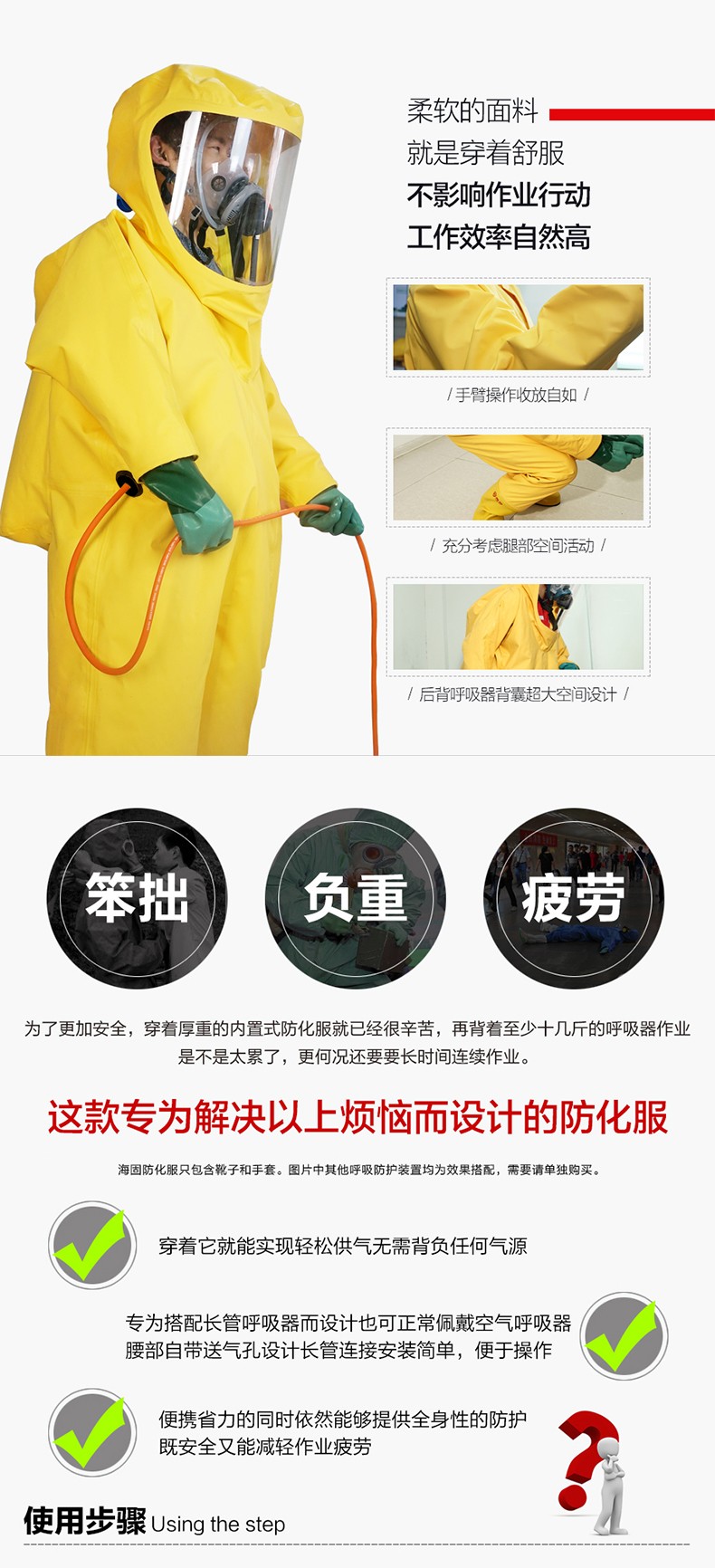 海固定制款！內置外接 內置插孔防化服圖片2