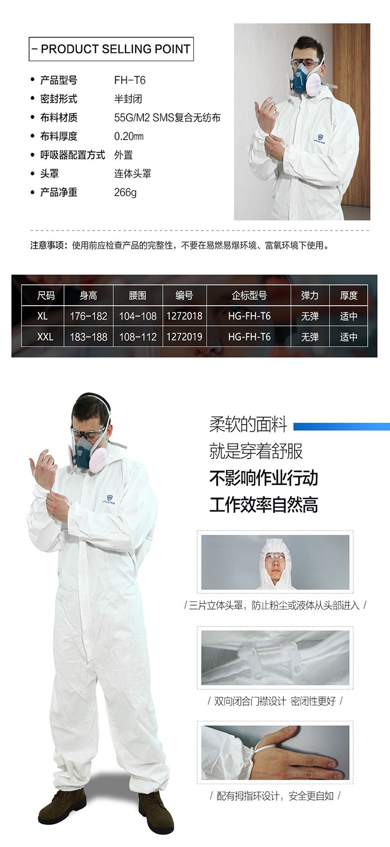 海固FH-T6防護服 靜電液體油污塵埃防護服圖片3