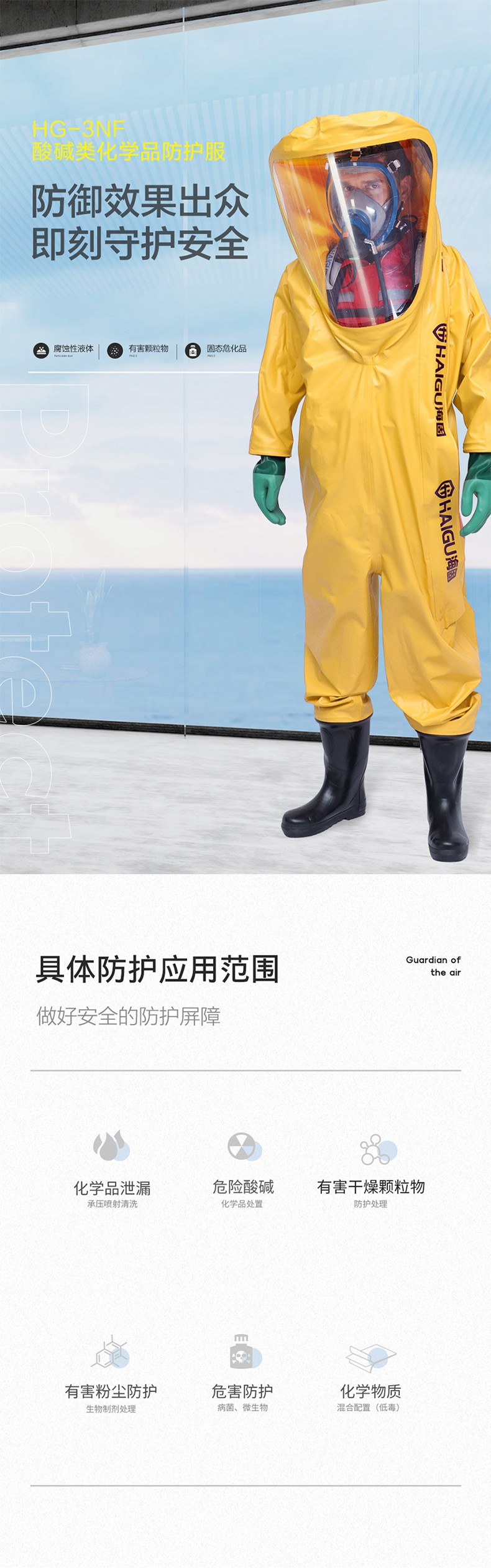 海固HG-3NF全封閉重型防化服 內(nèi)置三級防化服 （不含空氣呼吸器）圖片1