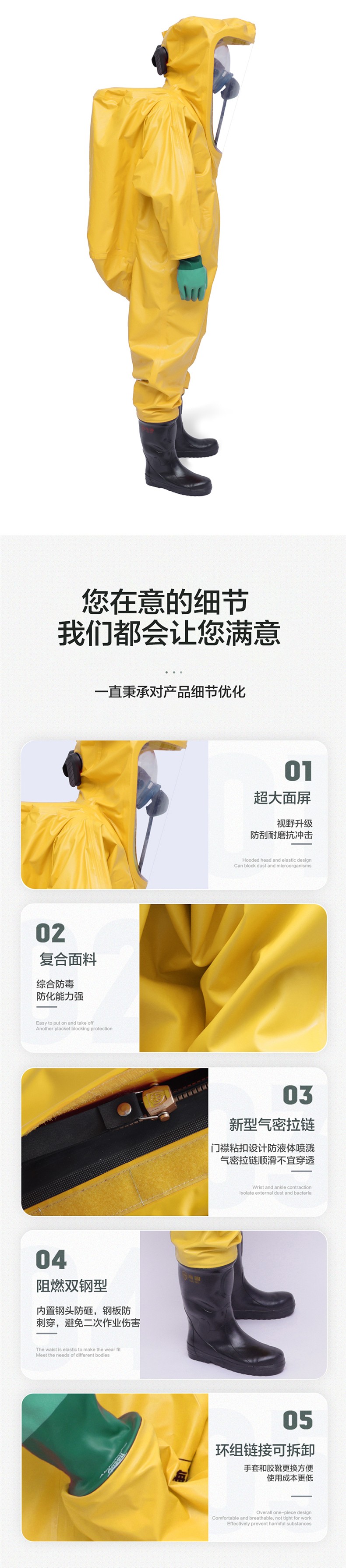 海固HG-3NF全封閉重型防化服 內(nèi)置三級防化服 （不含空氣呼吸器）圖片5