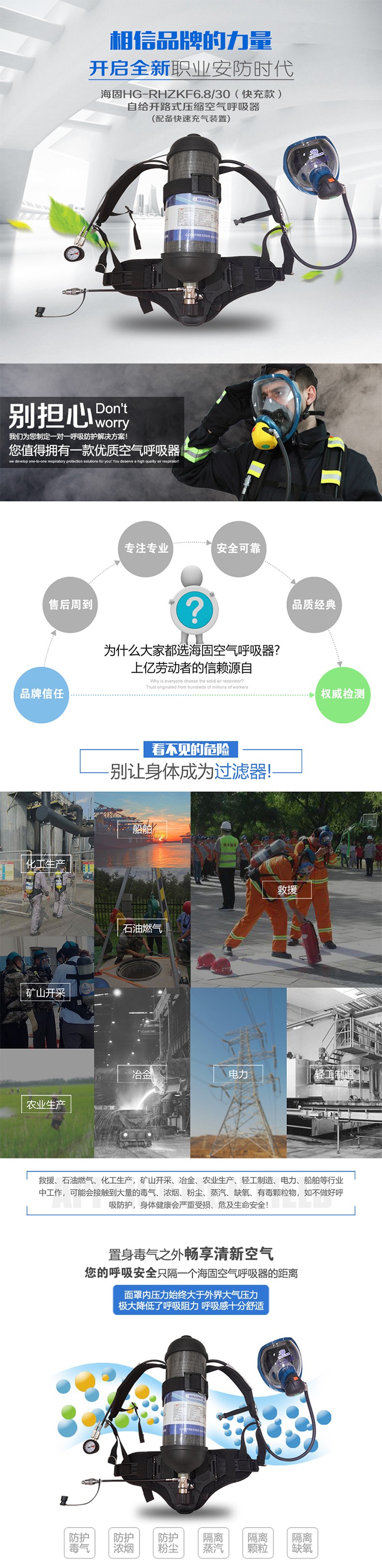 海固RHZKF6.8/30（快充款） 正壓快充式空氣呼吸器 快速充氣 碳纖維呼吸器圖片1