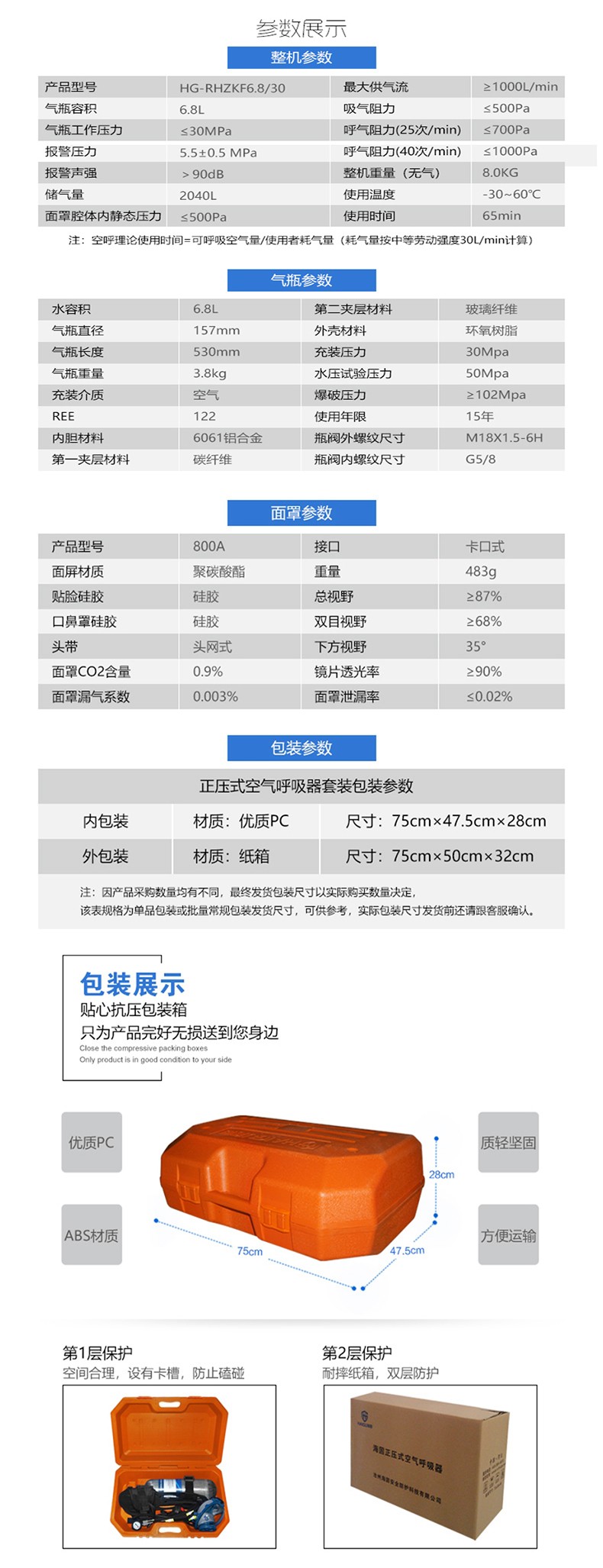 海固RHZKF6.8/30（快充款） 正壓快充式空氣呼吸器 快速充氣 碳纖維呼吸器圖片4