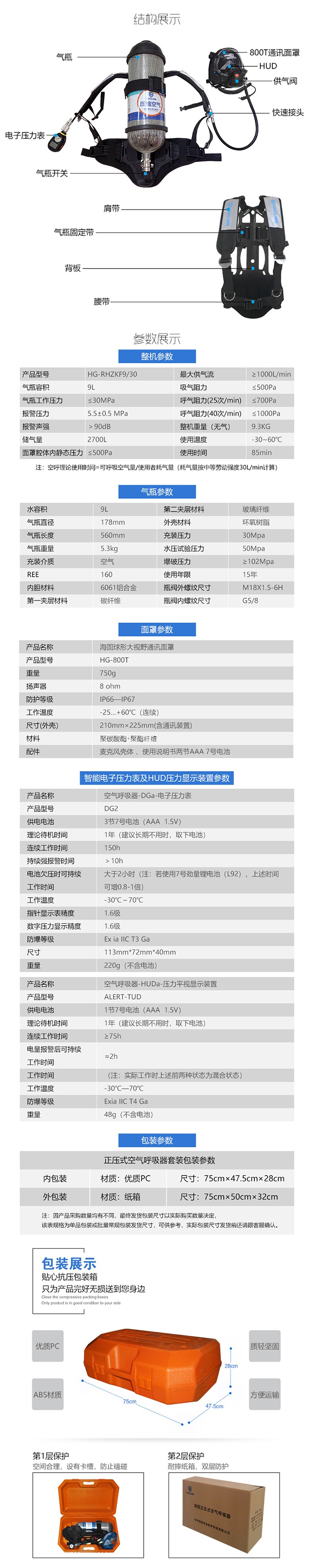 海固RHZKF9/30 正壓式空氣呼吸器 (800T面罩+HUD)圖片3