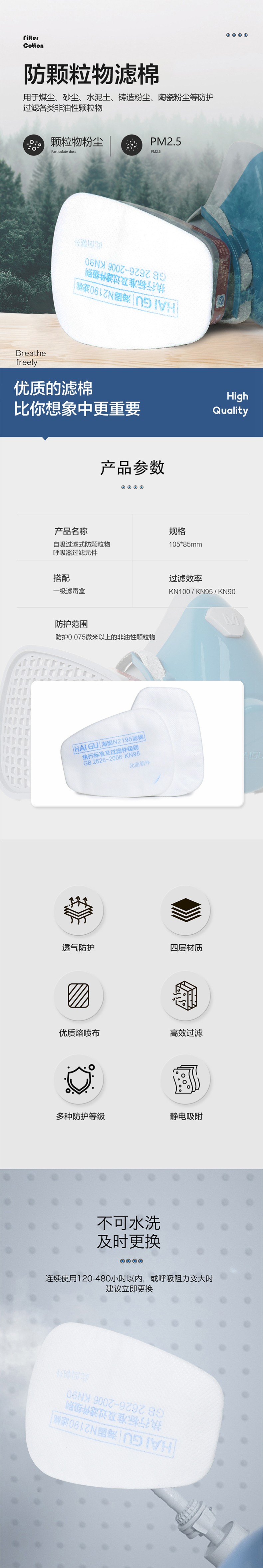 海固N2190 2系列KN90非油性顆粒物濾棉圖片