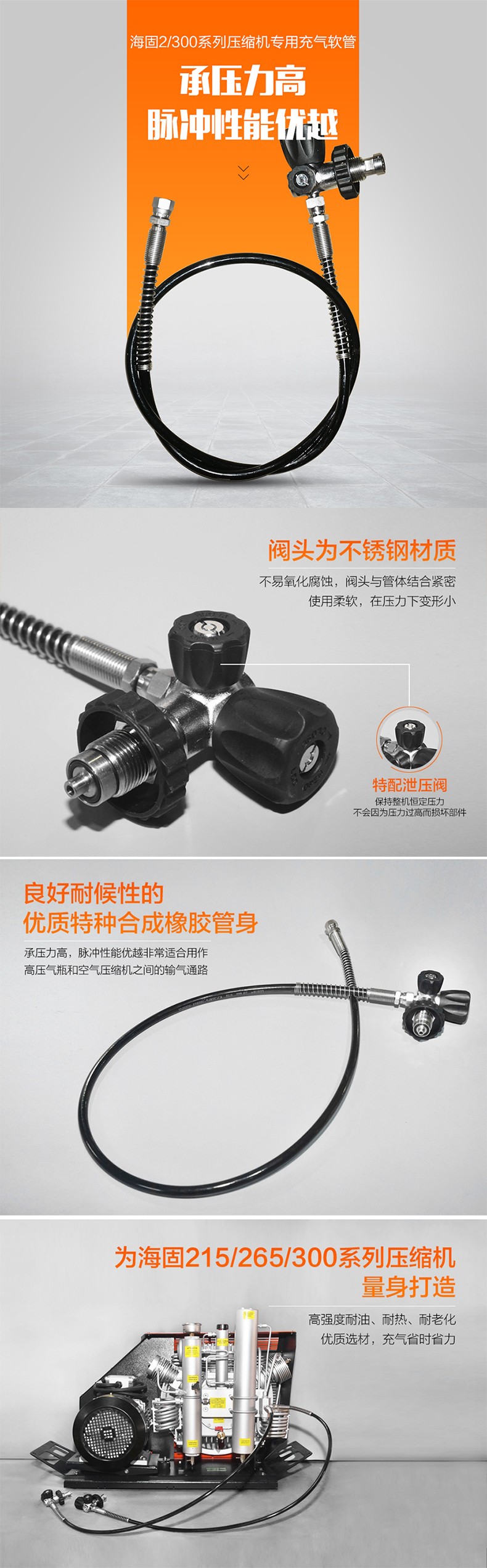 海固CQ215-RG+JT/X高壓空氣壓縮機專用充氣軟管圖片