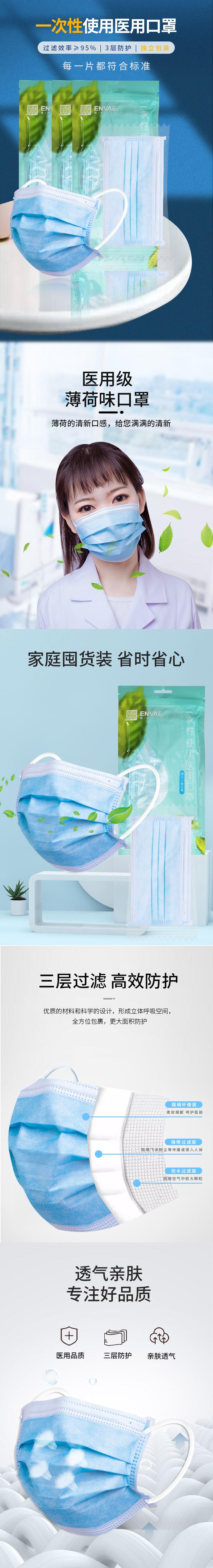 恩惠醫療平面一次性醫用口罩圖片