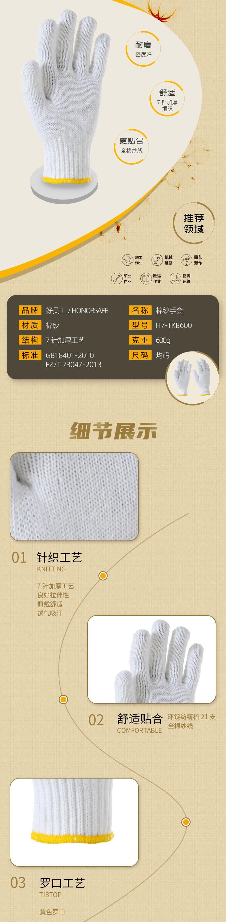 好員工H7-TKB600耐磨舒適棉紗手套圖片