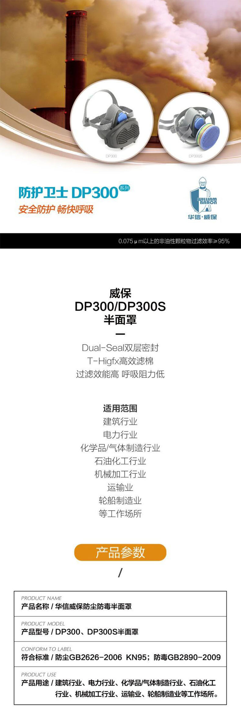 華信威保DP300防塵半面罩圖片1