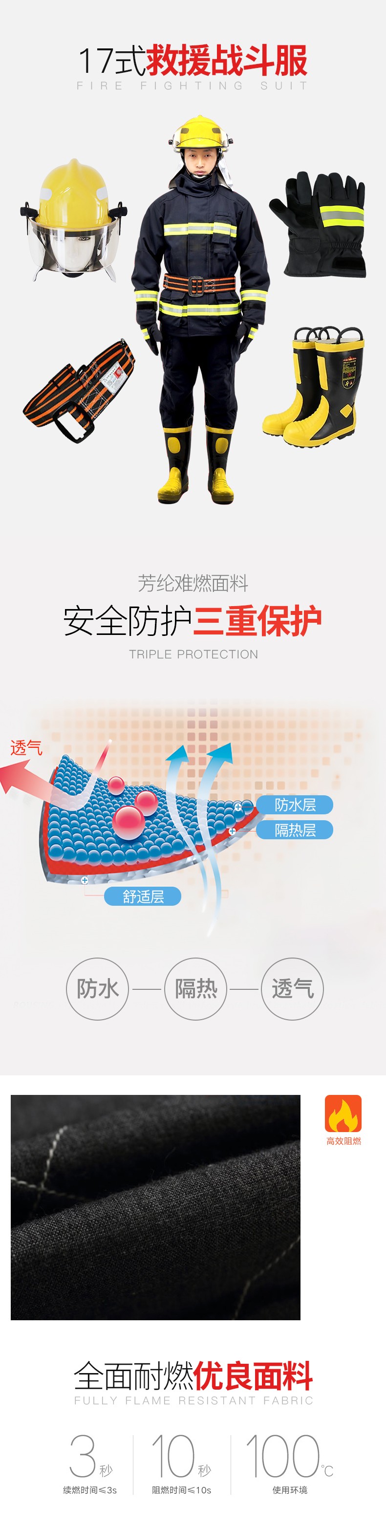 宇安消防 17式滅火防護阻燃消防戰斗服五件套圖片1