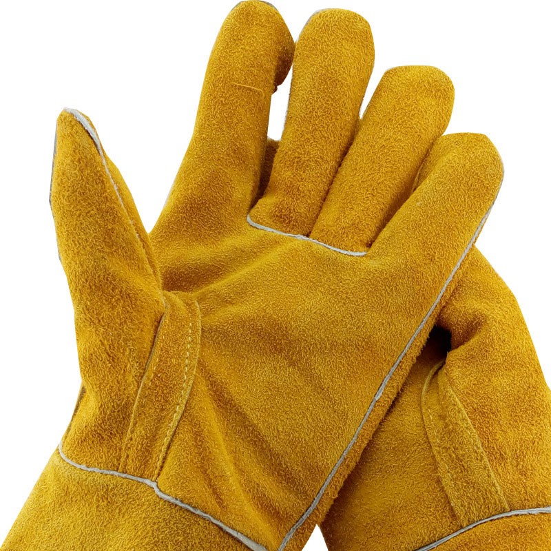 威仕盾G-0393金黃色牛二層皮電焊手套圖片2