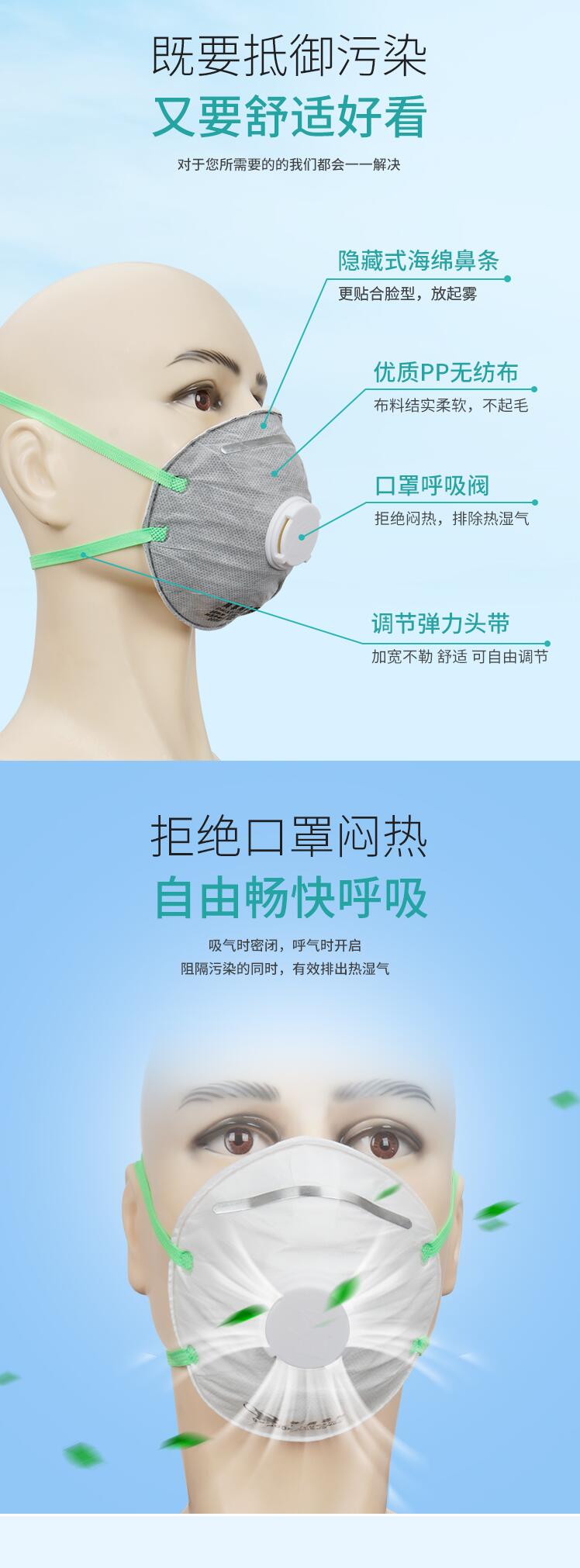 錦繡粵興8500罩杯型活性炭KN95防塵口罩圖片1