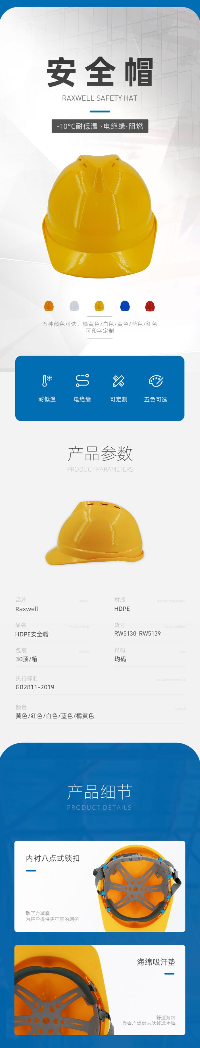 瑞氪維爾RW5139 HDPE無透氣孔安全帽圖片