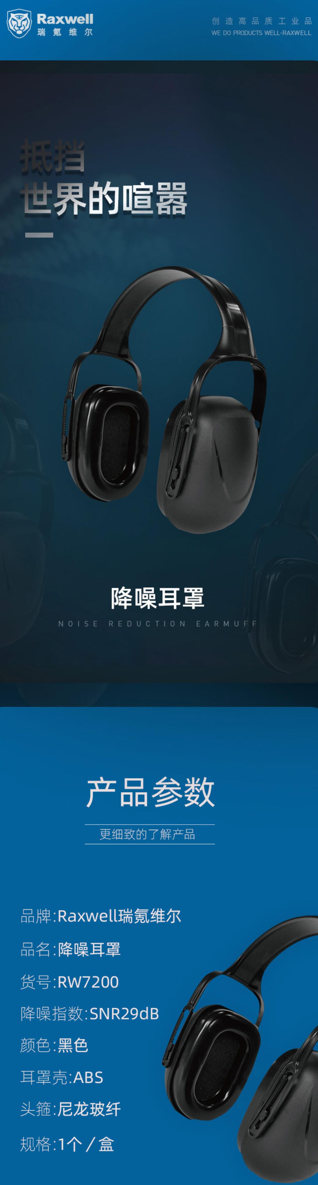 瑞氪維爾RW7200黑色防噪音耳罩圖片1