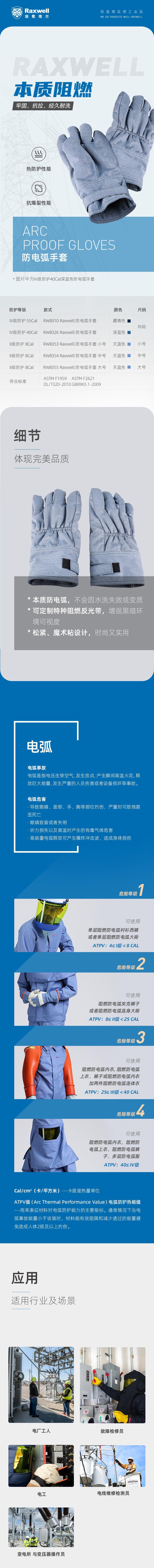 瑞氪維爾RW8310藏青色防電弧手套圖片