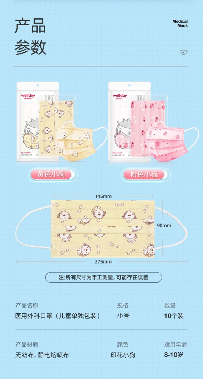 維德醫療滅菌獨立醫用兒童口罩圖片2