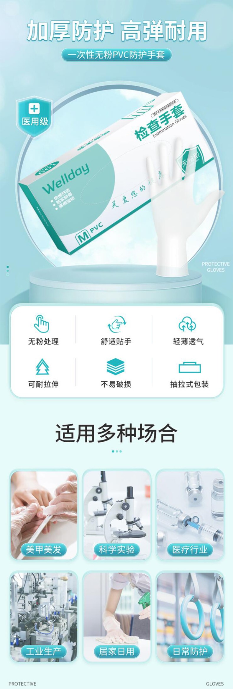 維德醫療100只一次性PVC醫用手套圖片1