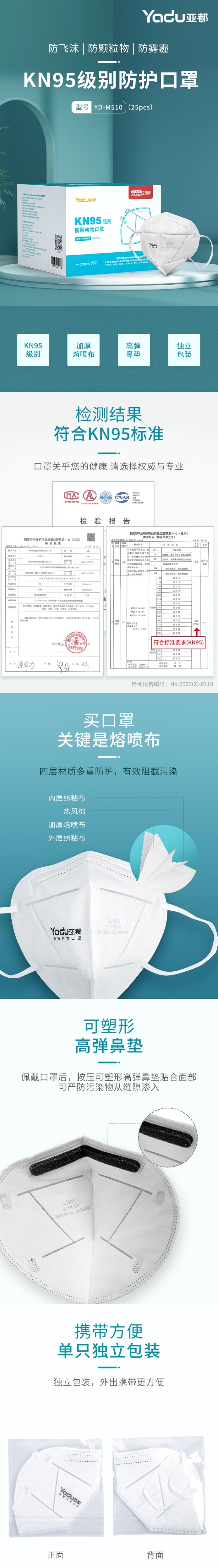亞都YD-M510耳掛式KN95醫(yī)用防護(hù)口罩圖片