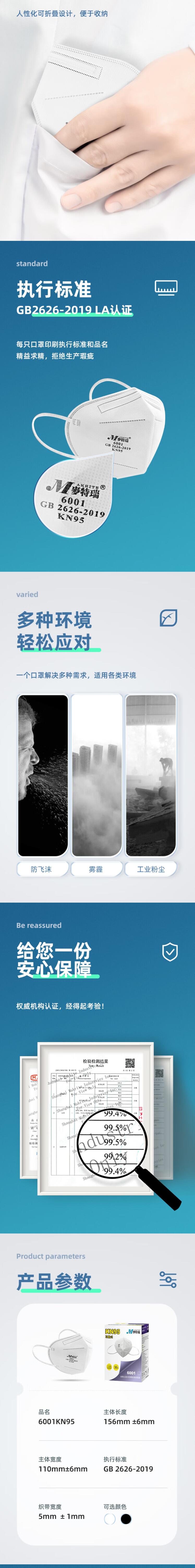 麥特瑞6001B KN95黑色耳帶式防塵口罩圖片3