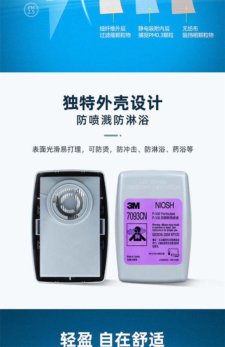 3M7093CN濾塵盒 P100/KP100過濾盒圖片4
