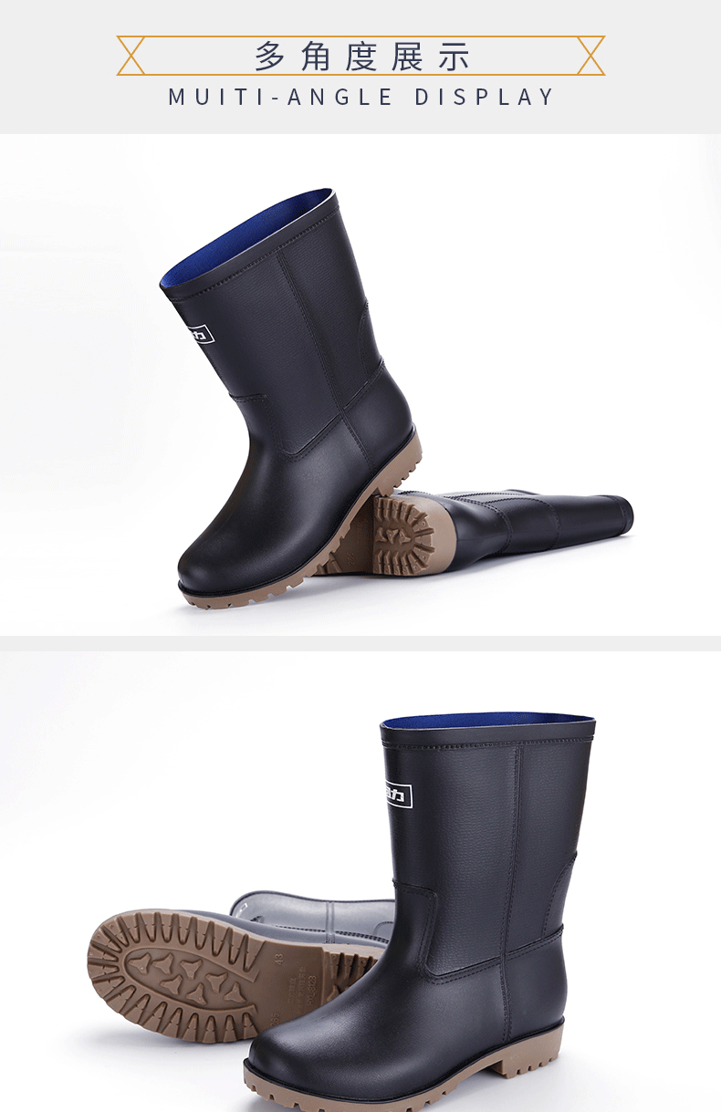 回力8128黑色PVC高筒雨靴圖片5