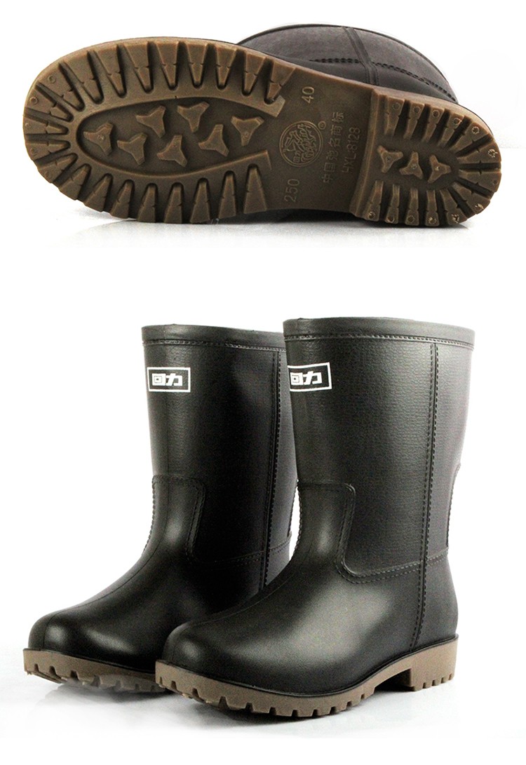 回力8128黑色耐油防滑中簡雨靴圖片5