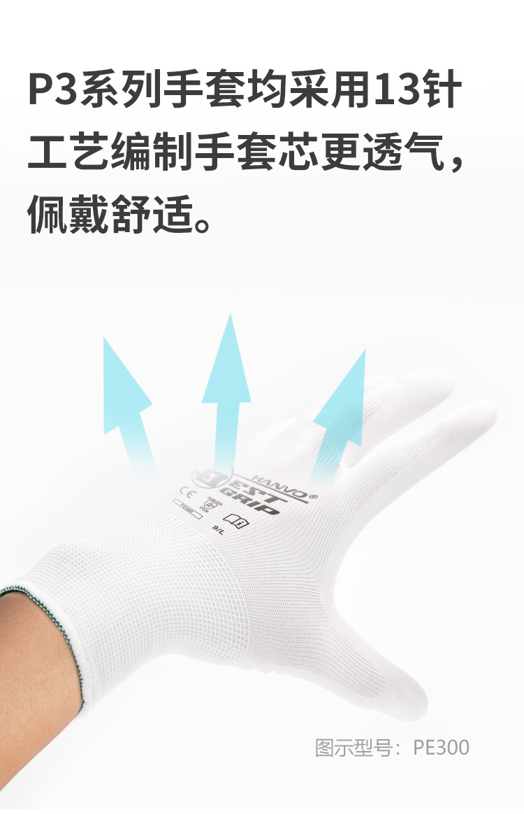 恒輝PM300薄款PU尼龍勞保手套圖片2