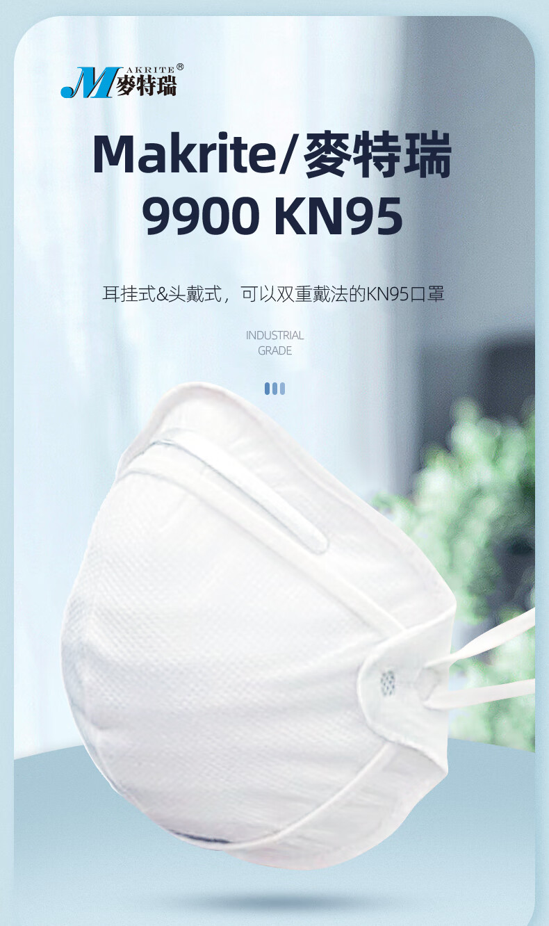 麥特瑞9900V KN95折疊帶閥耳掛頭戴式雙用防塵口罩圖片1