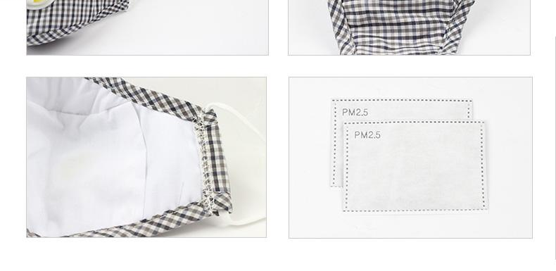 藍星灰格耳戴式帶閥成人棉布口罩3