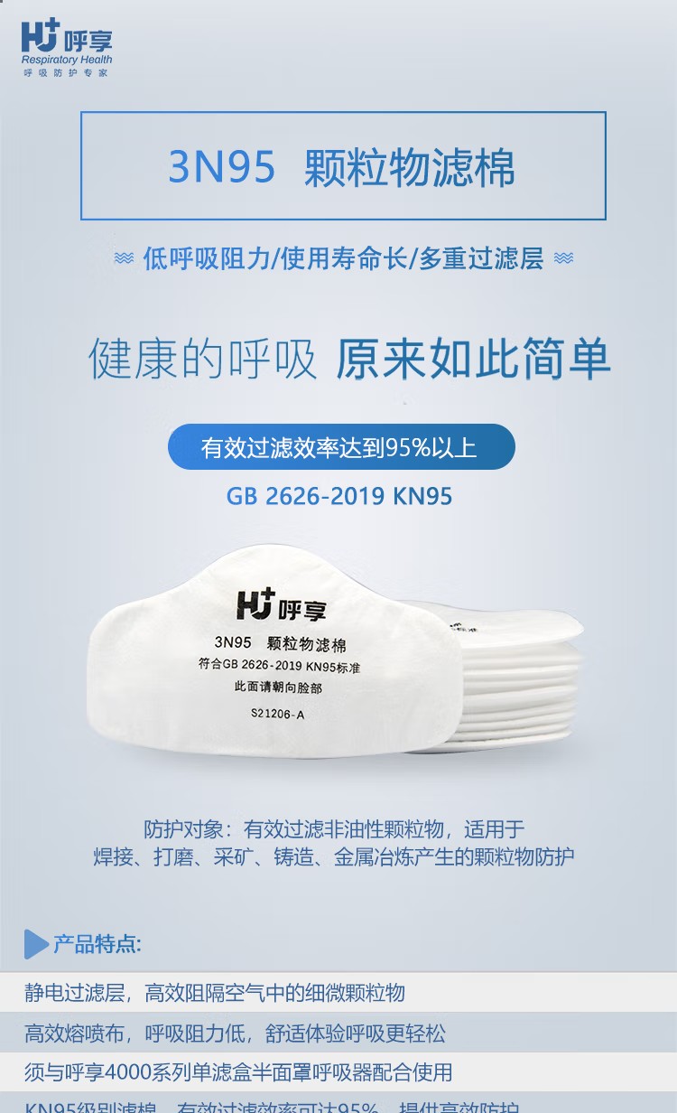 呼享3N95 KN95顆粒物濾棉1
