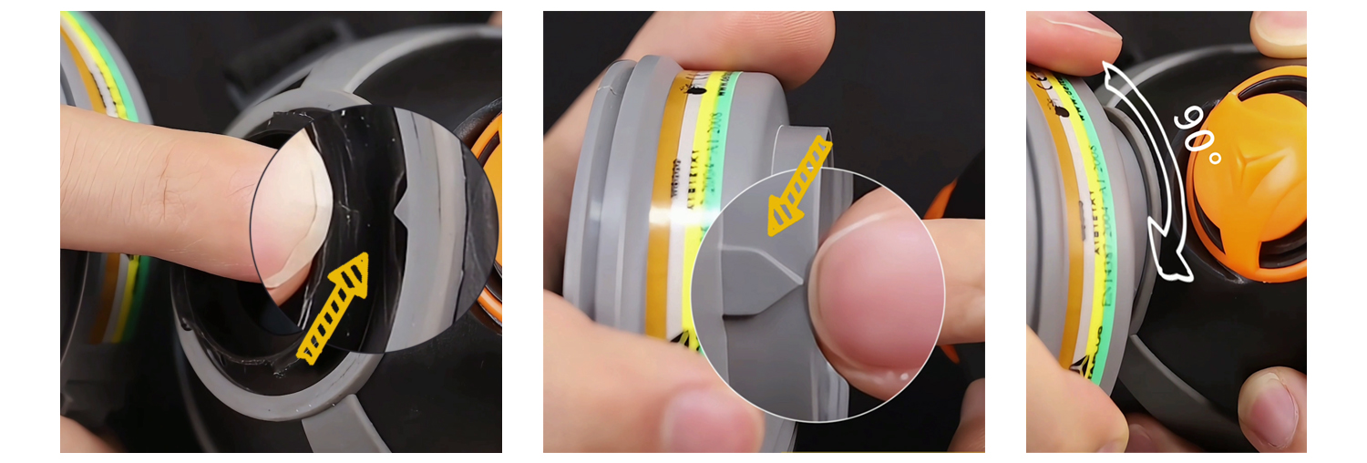 代爾塔M6000半面罩防毒面具佩戴步驟及濾盒安裝(圖)2