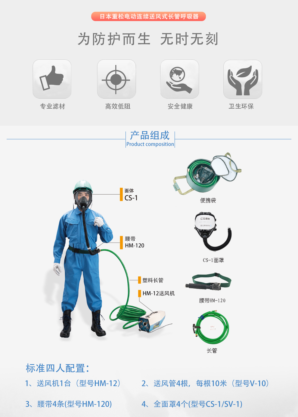 重松hm-12電動(dòng)送風(fēng)式長(zhǎng)管呼吸器2