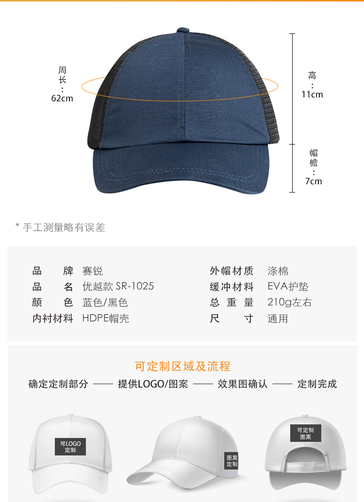 賽銳SR-1025BL輕型防撞帽優越款2