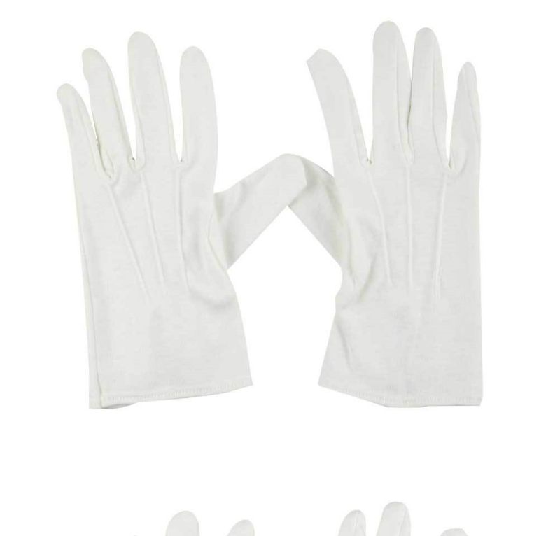 漢盾HD-GP5508純棉背三筋帶扣白色禮儀勞保手套7