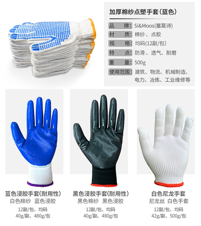 塞莫詩CG906BG灰紗蘭耐磨勞保手套圖片1