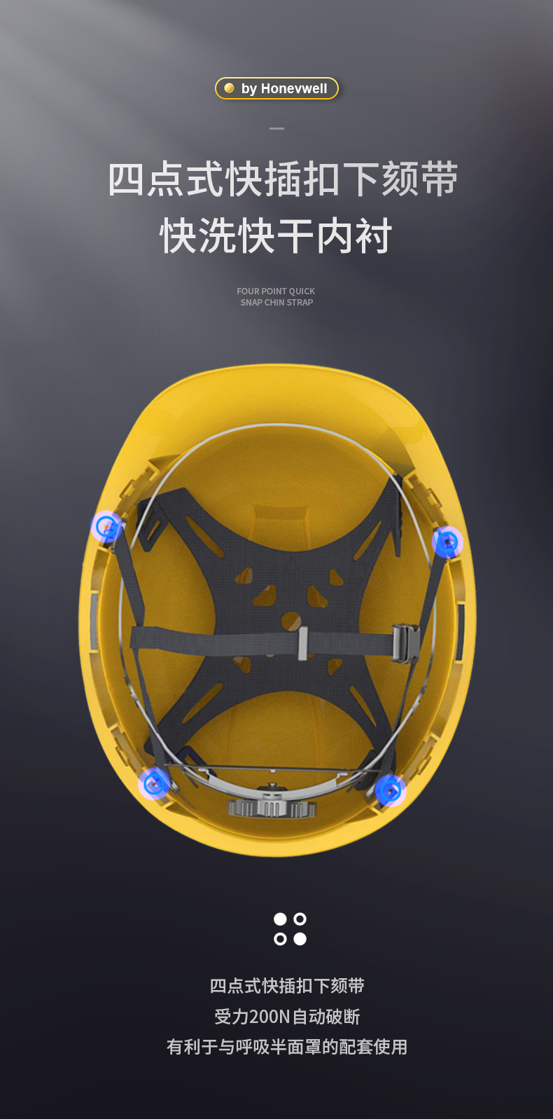 Honeywell霍尼韋爾Y99RNP115S Y99S系列ABS不帶通風孔四輪快插下頦帶紅色安全帽5