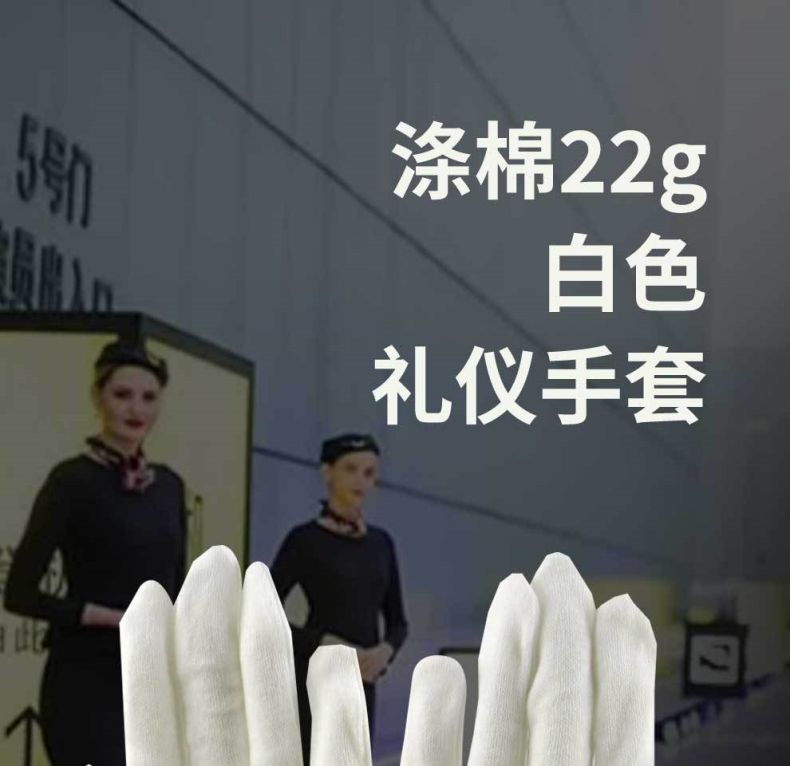 漢盾HD-GP5503滌棉白色禮儀勞保手套1
