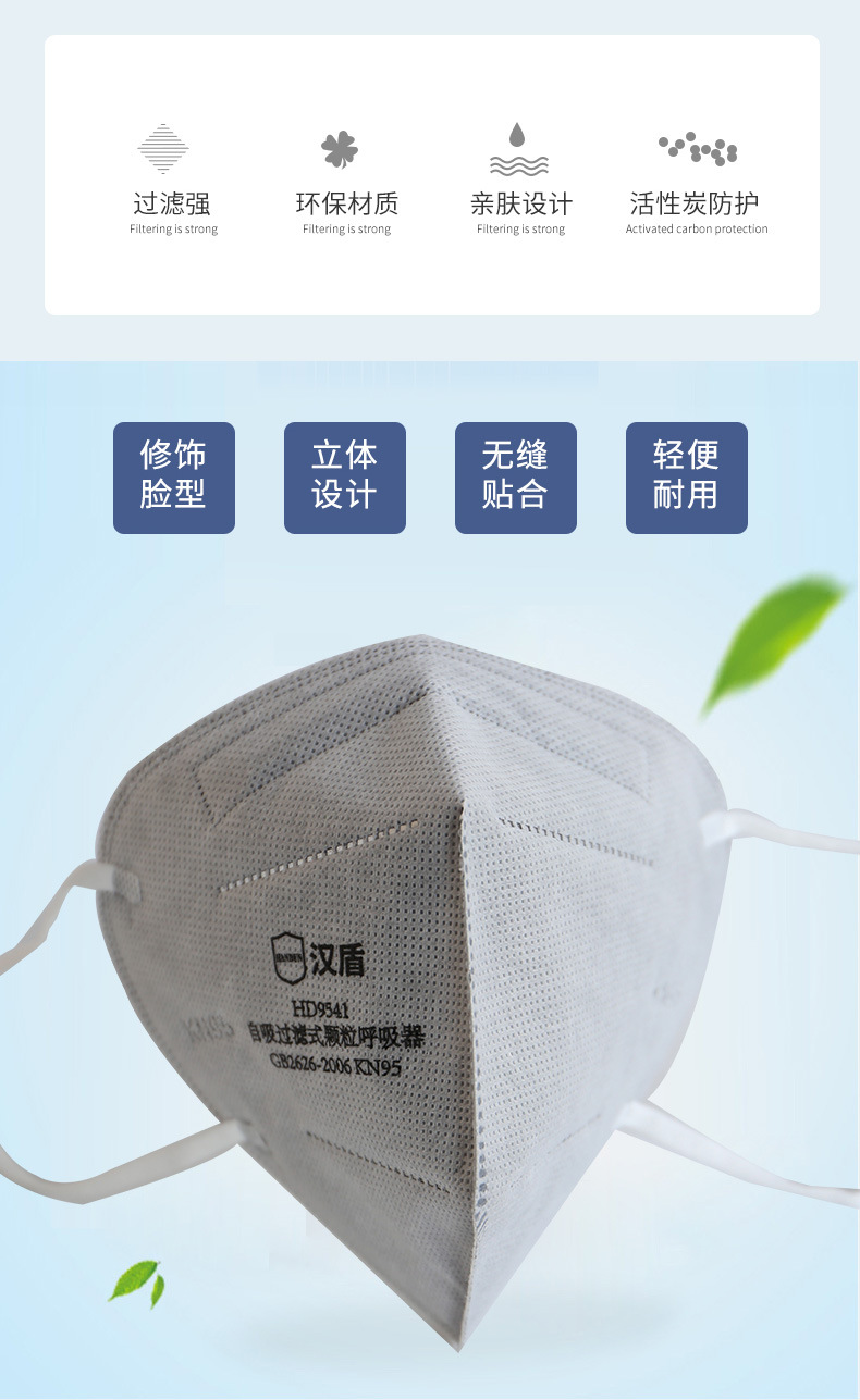 漢盾HD9542 KN95頭戴式折疊活性炭防塵口罩2