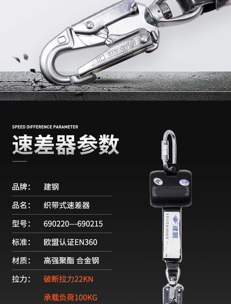 建鋼690220織帶式速差防墜器3