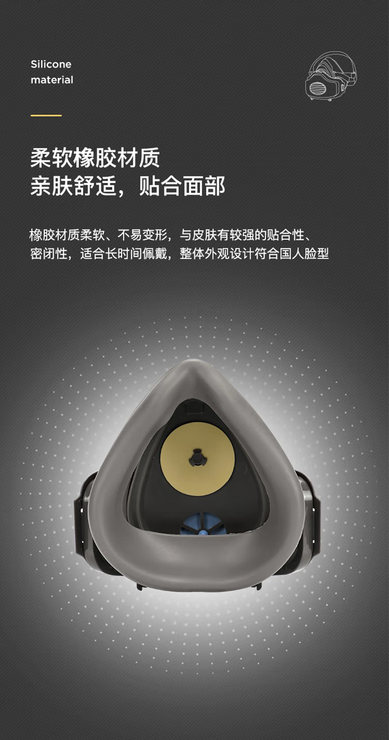 定和DH20122橡膠半面罩防毒面具-4