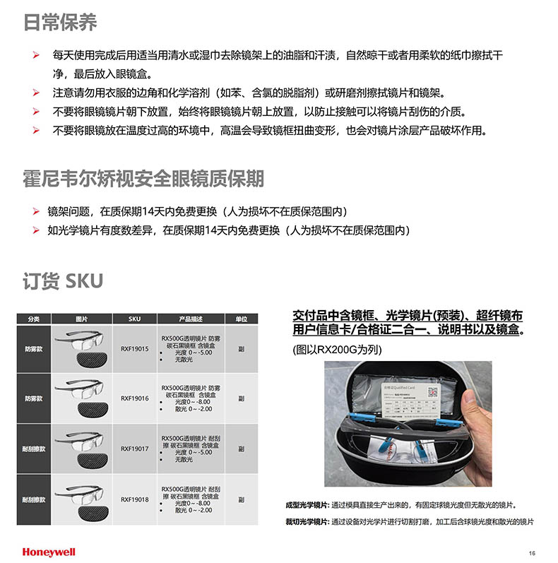 Honeywell霍尼韋爾RXF19015 RX500G碳石黑全框型矯視安全眼鏡防霧款5
