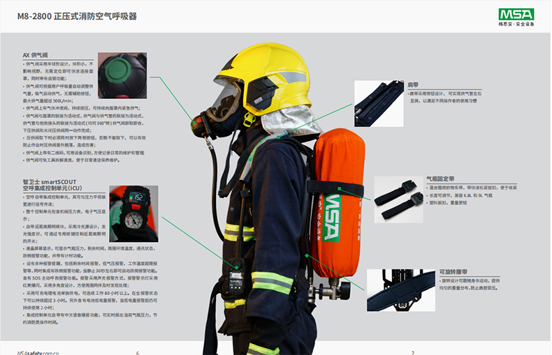 MSA梅思安10241462正壓式消防空氣呼吸器6.8L無表瓶閥M8-2800 3