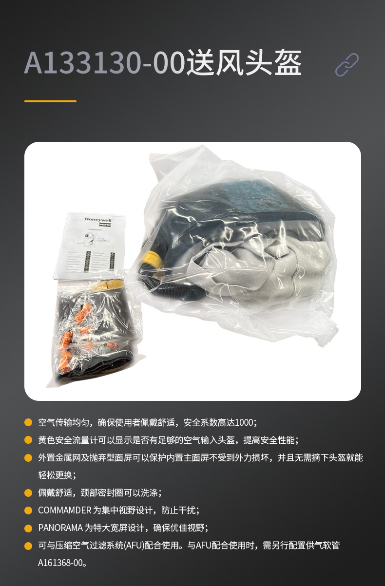 霍尼韋爾A133130-00 COMMANDER噴砂頭盔Bisonyl披肩送風頭罩3