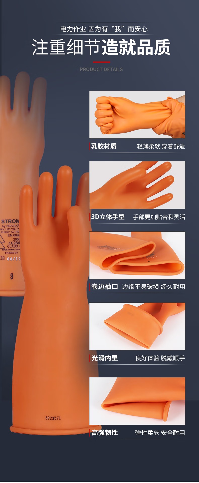 0LO-100/SI-280 STROM乳膠絕緣手套7