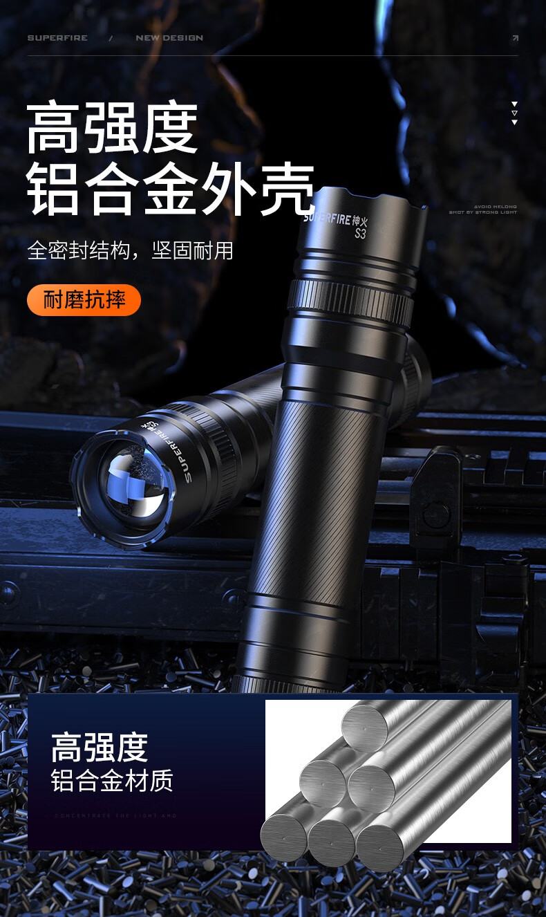 神火S3超亮遠射變焦迷你手電筒12.jpg