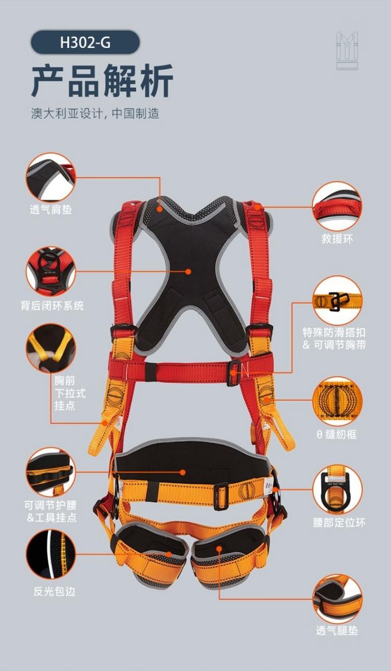 PIP H302-G舒適款救援型全身式安全帶3