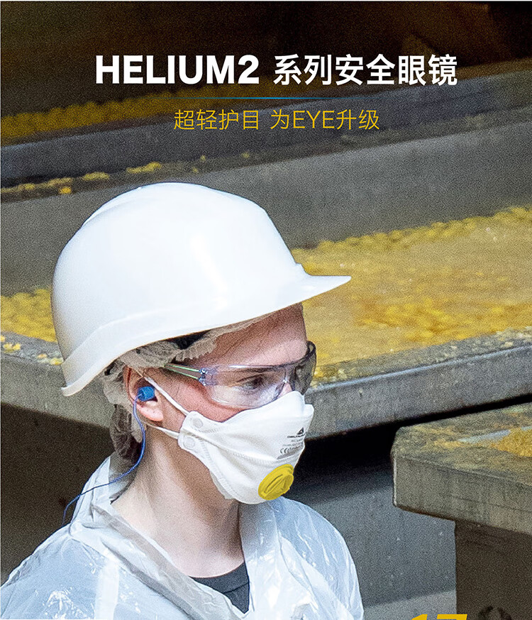 代爾塔101107 HELIUM2 SMOKE防強光款防霧防刮防沖擊安全防護眼鏡1