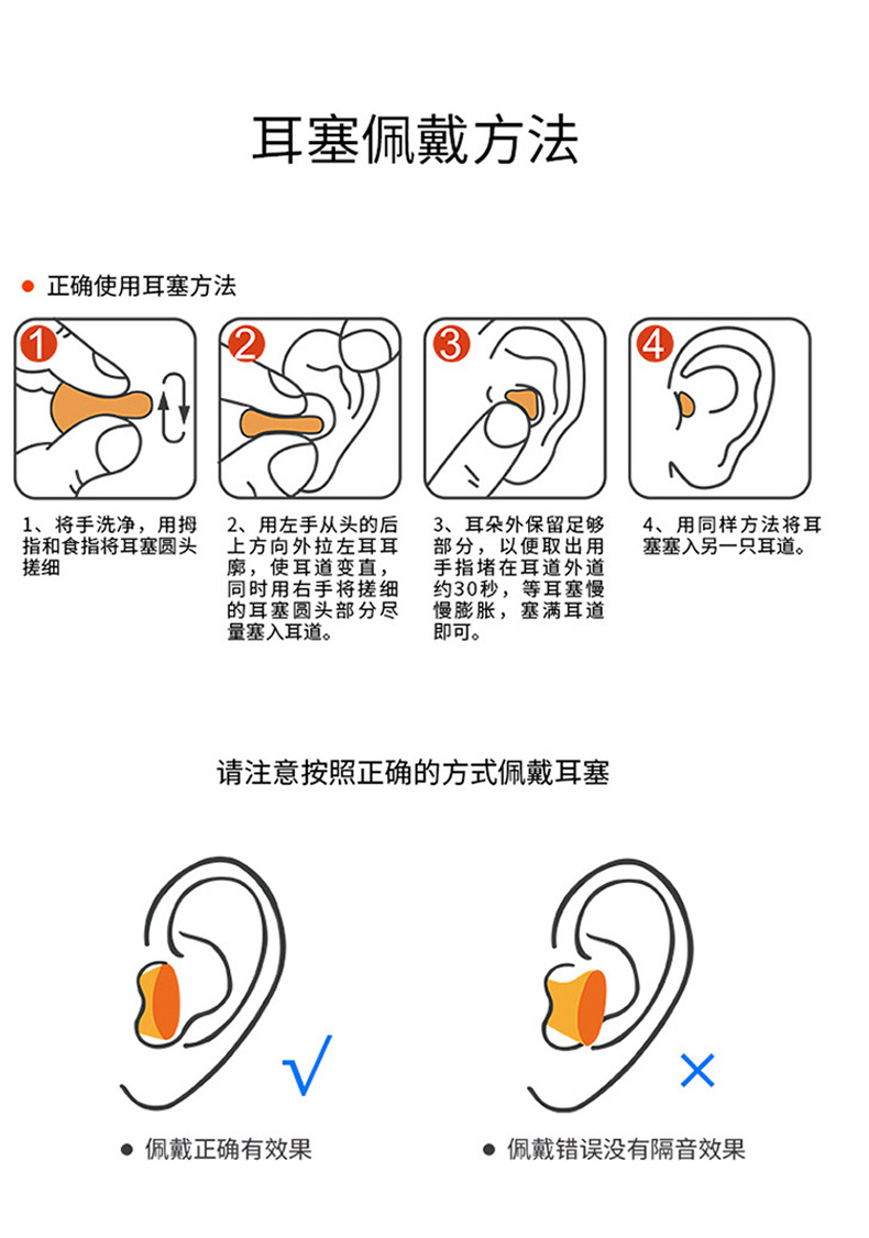 定和DH1014子彈型PU泡棉隔音防降噪耳塞填充包9